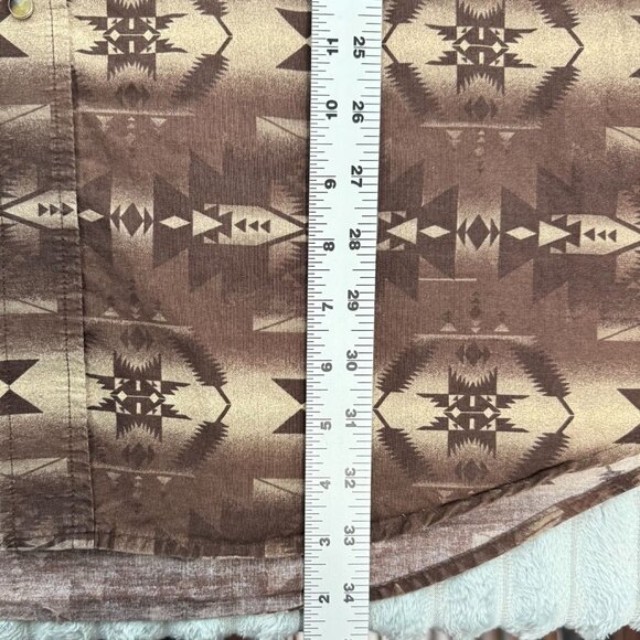Roper Shirt Mens 2XL Aztec Print Brown Western Pearl Snap Long Sleeve Cotton - Picture 5 of 7